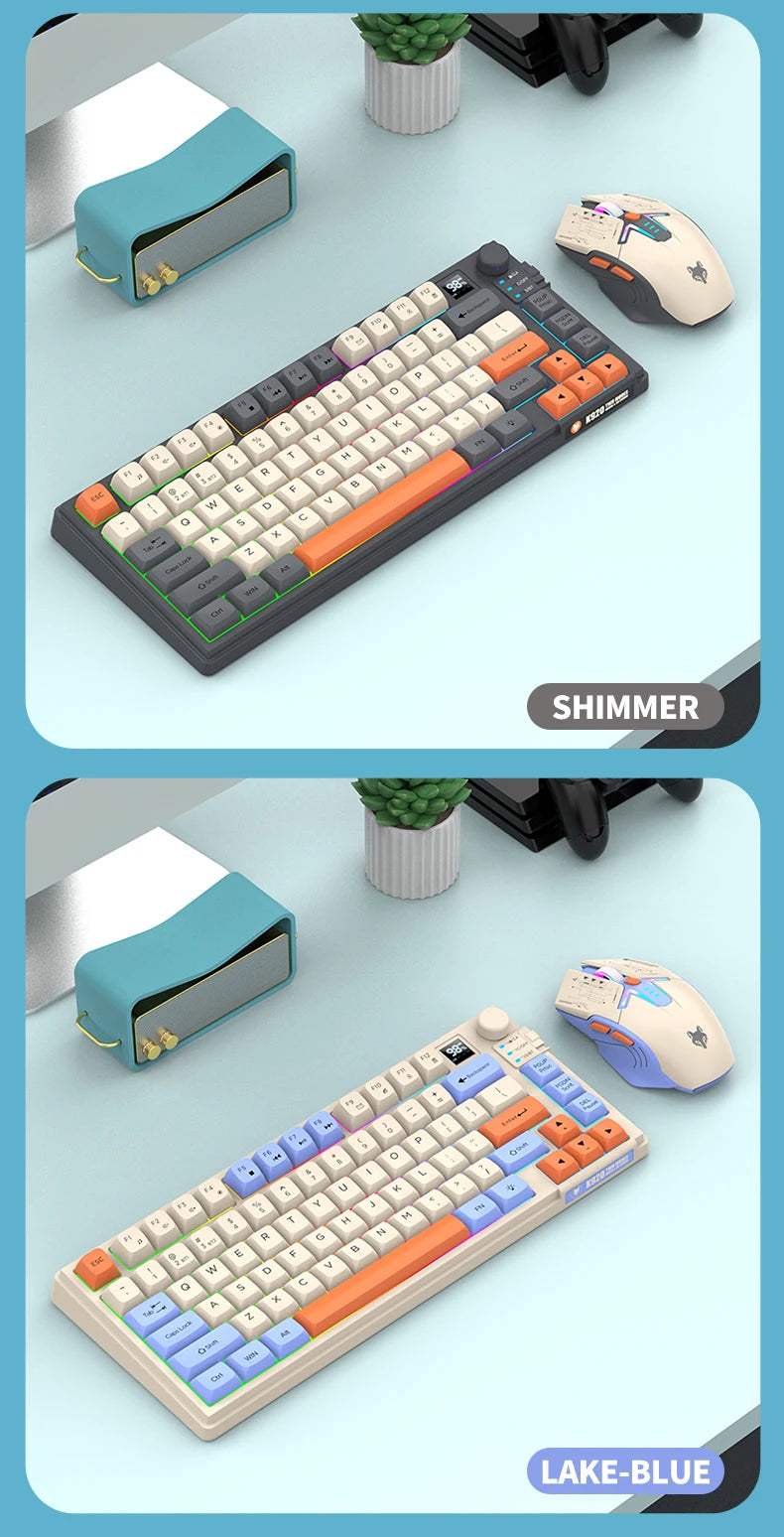 Dual Modes Gaming Keyboard Mouse Combos Computer Laptop Backlight Gamer Kit LED Wireless Usb Keyboard with Display Screen & Knob