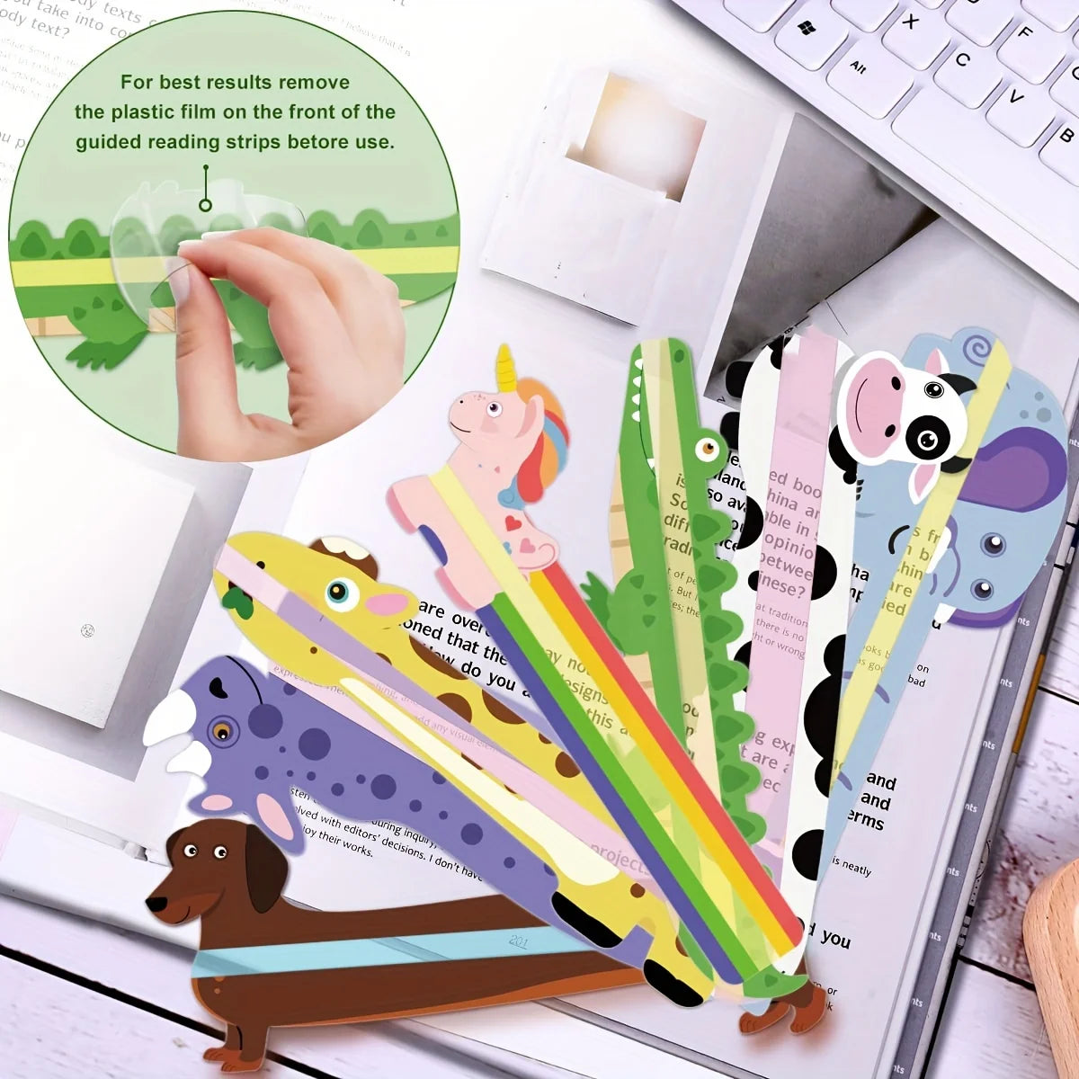 7 Pcs  Guided Reading Strips that Reduce Visual Stress - Children, Reading Tracking Rules for Dyslexics