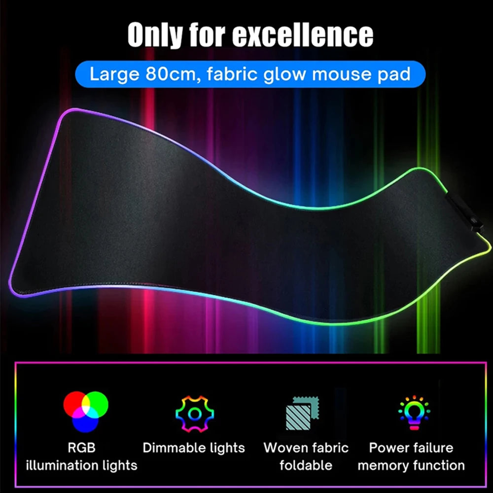 RGB Gaming Mouse pad C-Cyberpunks Computer HD Deskmat XXL Black Mouse Pad Keyboard Office Accessories Company Non-slip Mause Pad