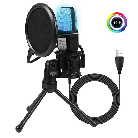 Gaming Computer Professional Condenser Microphone Mic PC Laptop USB Wired Live Streaming Podcast Studio Mike Kit Gamer Karaoke