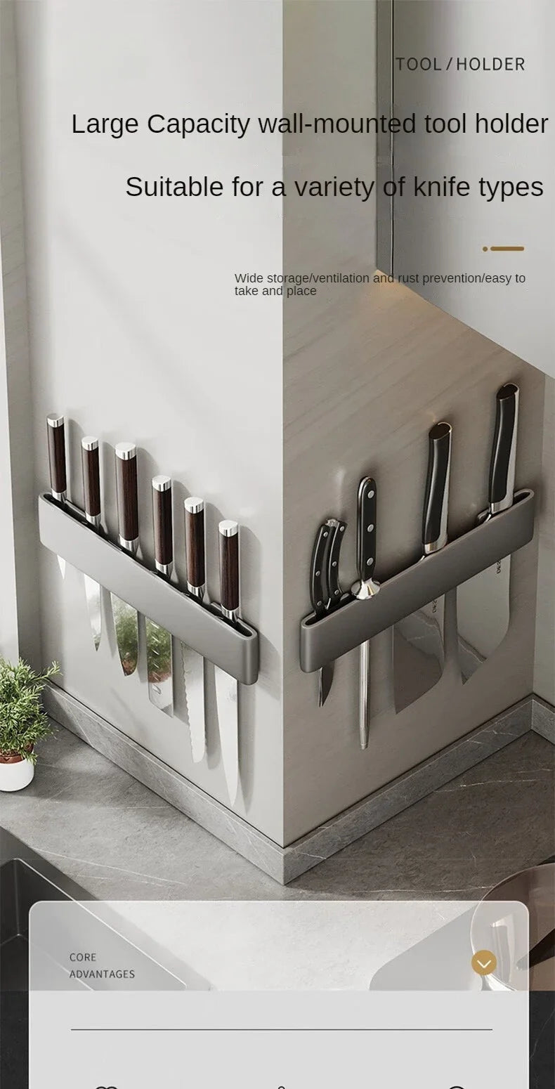 Kitchen Knife Organizer Wall Mounted Multifunctional Kitchen Knife Storage Rack Household Knife Storage Kitchen Storage Supplies