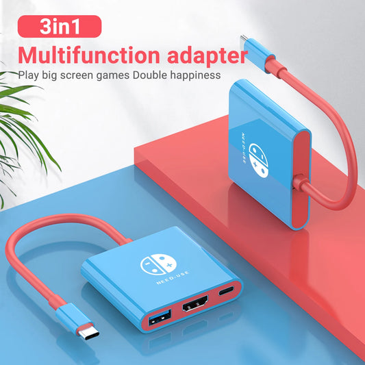 Portable 3 in 1 Game Docking Station TYPE-C Hub with HDMI and USB 3.0 Perfect for Travel and Gaming