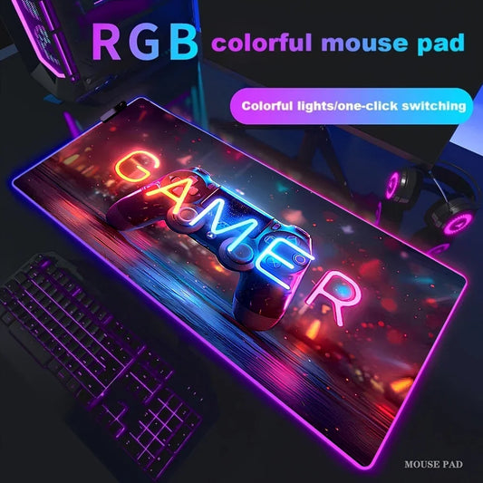 RGB Large Gamepad Mouse Pad Gamer LED Backlight Luminous Mousepad Gaming Non-Slip Keyboard Pads E-sports Laptop Office Desk Mat