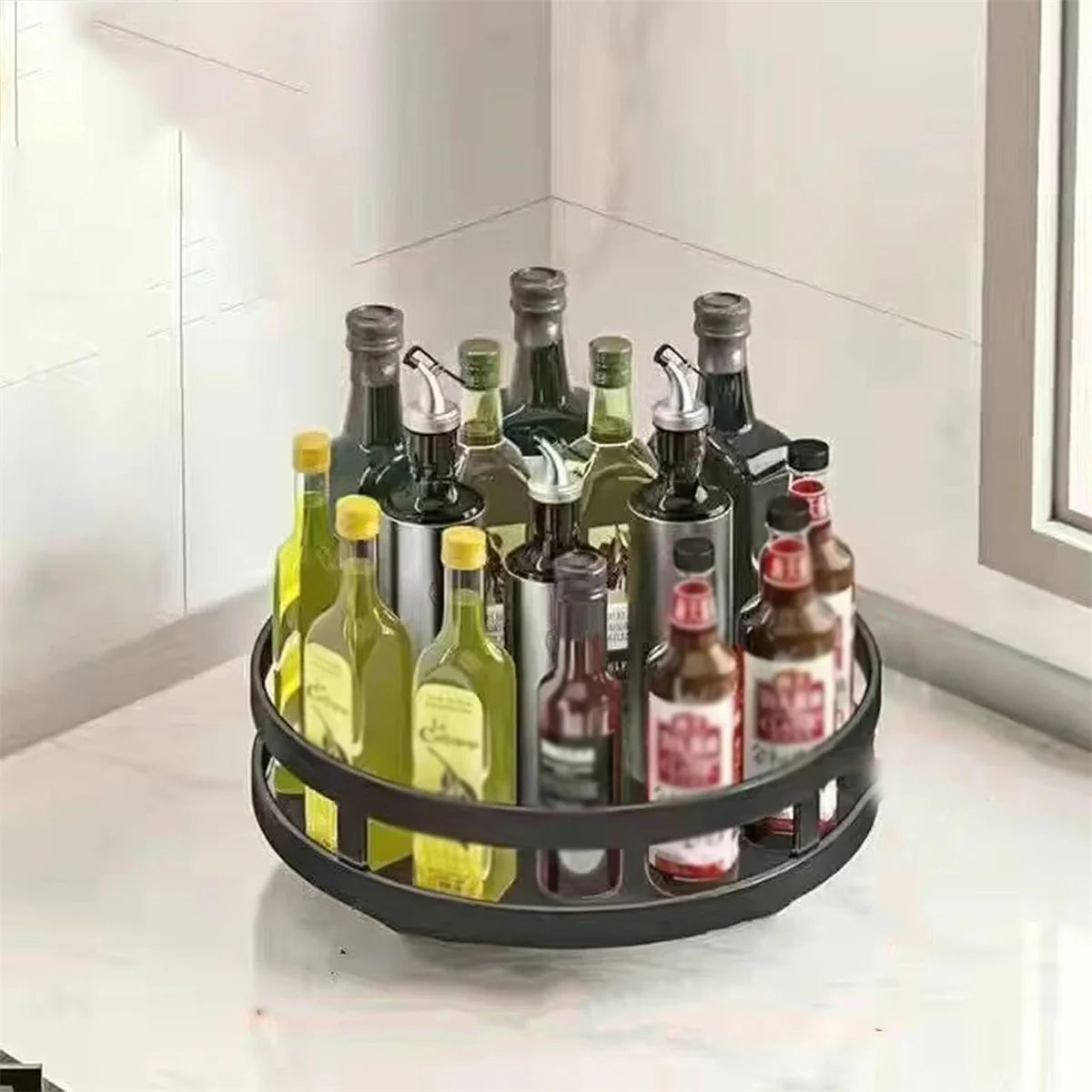 Rotatable Kitchen Storage Rack kitchen Accessories Spice Storage Rack Clean Storage 360 Degrees Rotatable Organizer Turntable