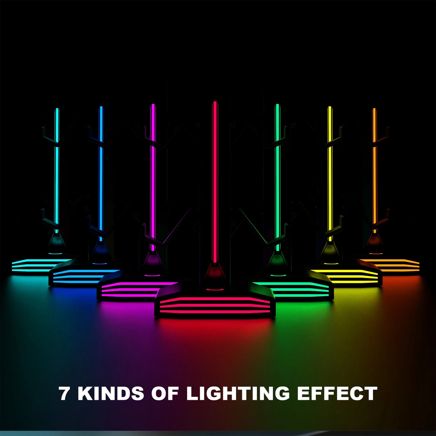 RGB Game Controller Holder Rack with 7 Light Modes, Headphone Stand 2 USB Charging and 1 Type-C for PS5/PS4/Xbox/Switch Pro