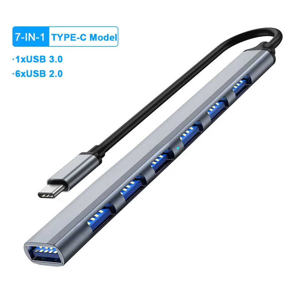 7-in-1 USB C Docking Station USB 3.0 HUB Type C HUB Adapter 5Gbps High Speed USB C Splitter OTG Adapter for PC Laptop Macbook