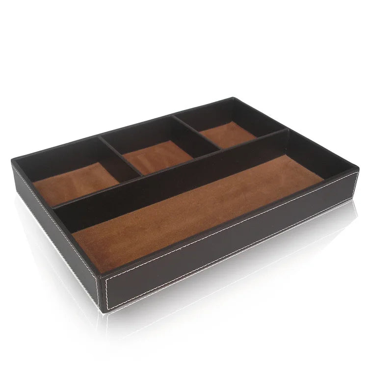 4 Slots Desk Drawer Organizer, Pu Leather Drawer Storage Organizer Divider for Office Desk Supplies Value Collection and Accesso