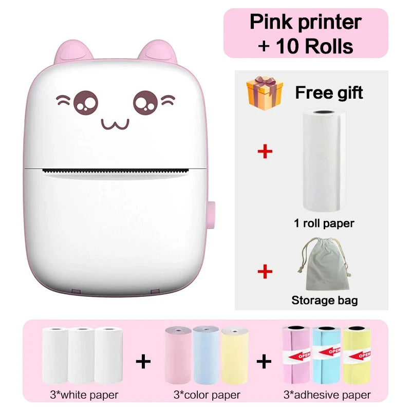 Mini Bluetooth Thermal Printer 200dpi for Labels, Photos, and Memo Printing - Portable with USB Cable