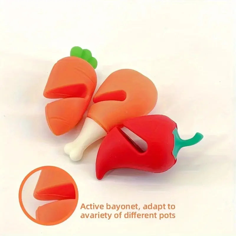 3-Pack Silicone Anti-Overflow Pot Lid Stands, Heat-Resistant for Boiling Soup, Porridge & Milk, Prevents Spills