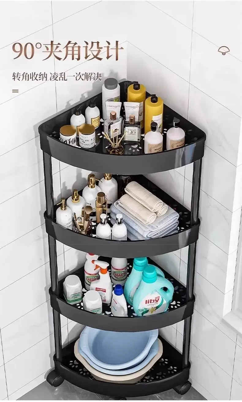 Kitchen Storage Organizer Bathroom Corner Cabinet 3/4/5 Tier Rolling Cart Storage Shelf Rolling Storage Cart Organizers Shelves