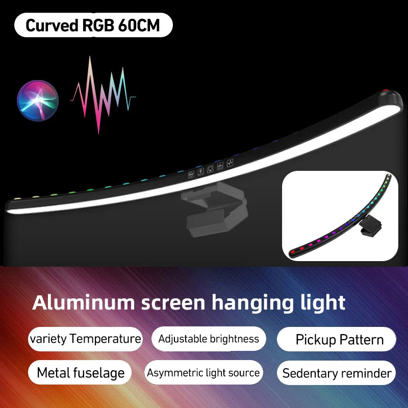Computer Monitor Light Bar RGB Music Rhythm Screen Hanging Lights Dimming Desk Lamp Reading Gaming Table Lighting