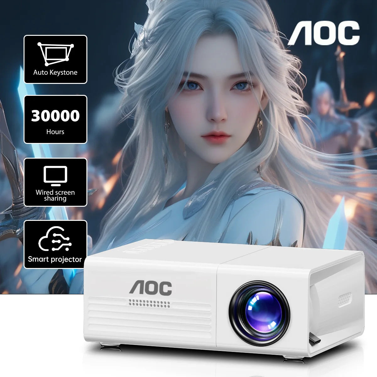 ﻿ AOC Mini Projector TFT LCD 1080P 1920*1080P Wifi Bluetooth Portable Mini Projectors Home Theater Cinema Outdoor proiettore