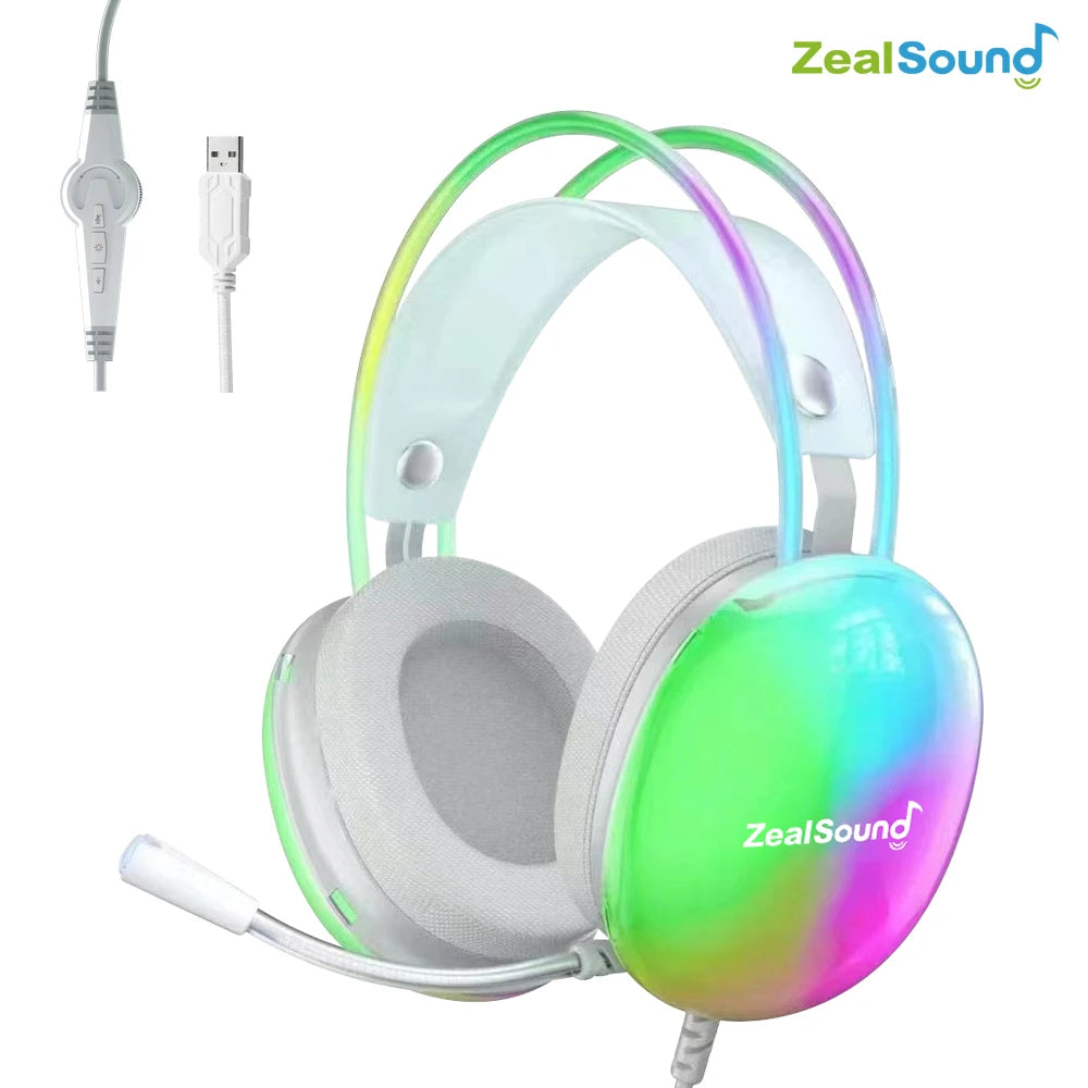 Haomuren RGB Gaming Headset for PC Laptop PS4 PS5 Wired Over-Ear Headphones with Mic, Surround Sound & Full LED Lighting