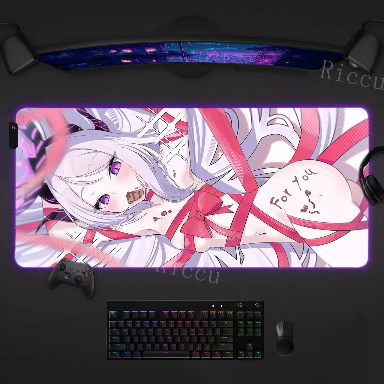 RGB HD Ryuuge Kisaki Blue Archive Game Mousepad Large Keyboard Desk Mat Gaming Mouse Pad LockEdge Edge PC Computer Mat E-Sports