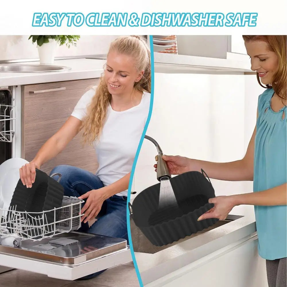 Silicone Air Fryer Liners Pot Square Airfryer Basket Plate Cooking Gadgets Reusable Non-stick Pizza Pan Oven Kitchen Accessories