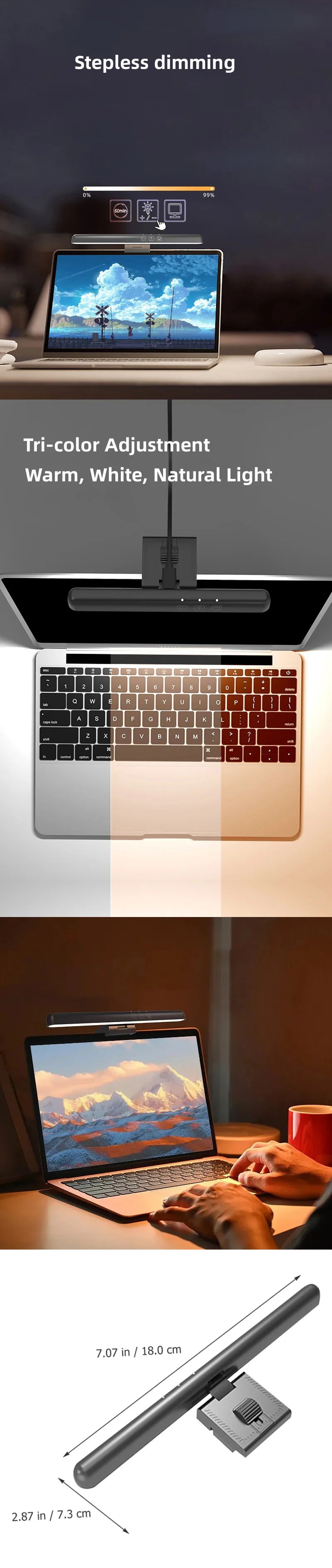 Computer Monitor Light Bar RGB Music Rhythm Screen Hanging Lights Dimming Desk Lamp Reading Gaming Table Lighting