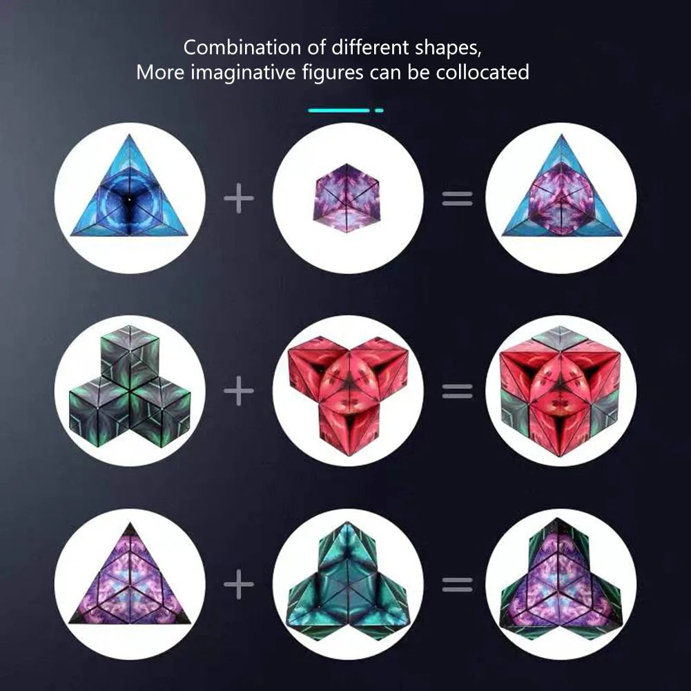 3D Flip Magnetic Magic Cube Puzzle Game Variety Geometric Changeable Magnetic Cube Anti Stress Fidget Toys Kids Christmas Gifts