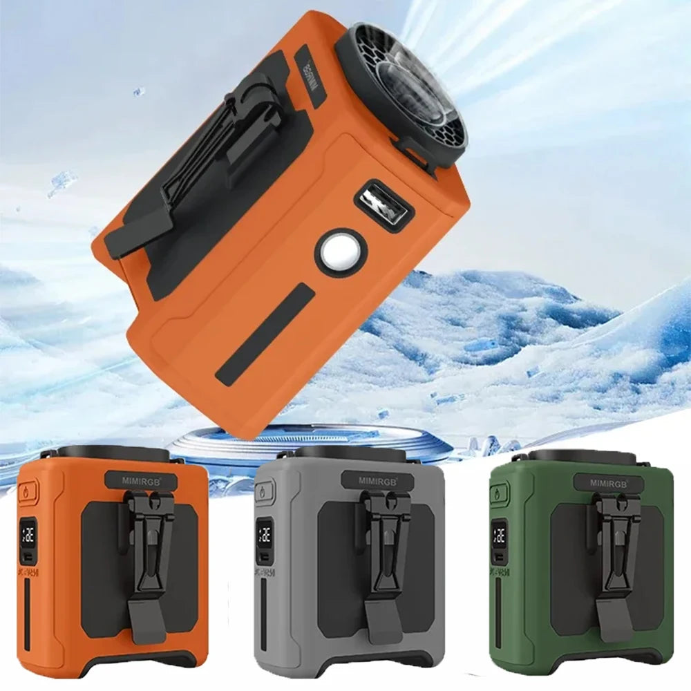 10000mAh Portable Waist Fan LED Lighting Hanging Neck Fan with Power Bank 5 Speed Strong Airflow Cooling Fan for Outdoor Working
