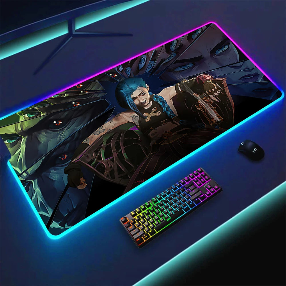 JINX VI RGB Gaming Mouse Pad 900x400mm Anime Arcane Mats League of Legends Gamer Carpet Rug LOL Large Keyboard LED Cool Desk Mat
