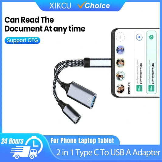 Gaming Switch USB C OTG Cable Phone Adapter 2 in 1 Type C to USB A Adapter with PD Charging Port For Phone Laptop Tablet U Disk