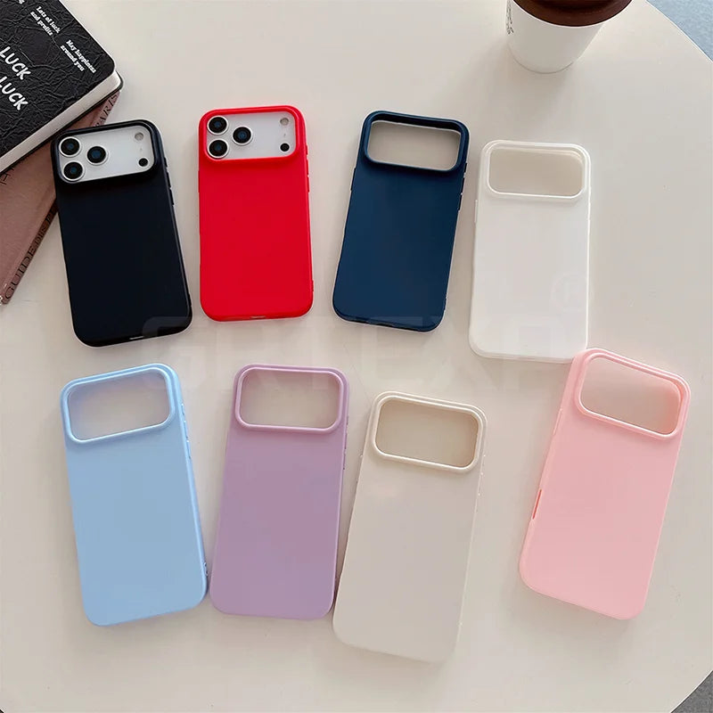 Candy Color Luxury Pattern Matte Silicone Soft Case For iPhone 17 air 17 pro 17 pro max ﻿Solid Color Shockproof Cover Shell ﻿