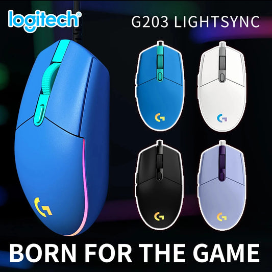 Official Logitech G203 Mouse for Gaming, Lightsync RGB with 3 Zones, 25G Acceleration, 200 IPS Tracking Speed