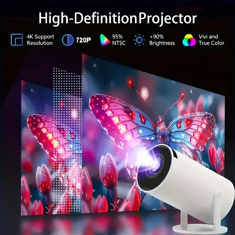 Portable Projector 4K Ultra HD 2025 MINI HY300 300ANSI Brightness Android 11 BT54 Electronic Focus Built in Speaker Home Theater