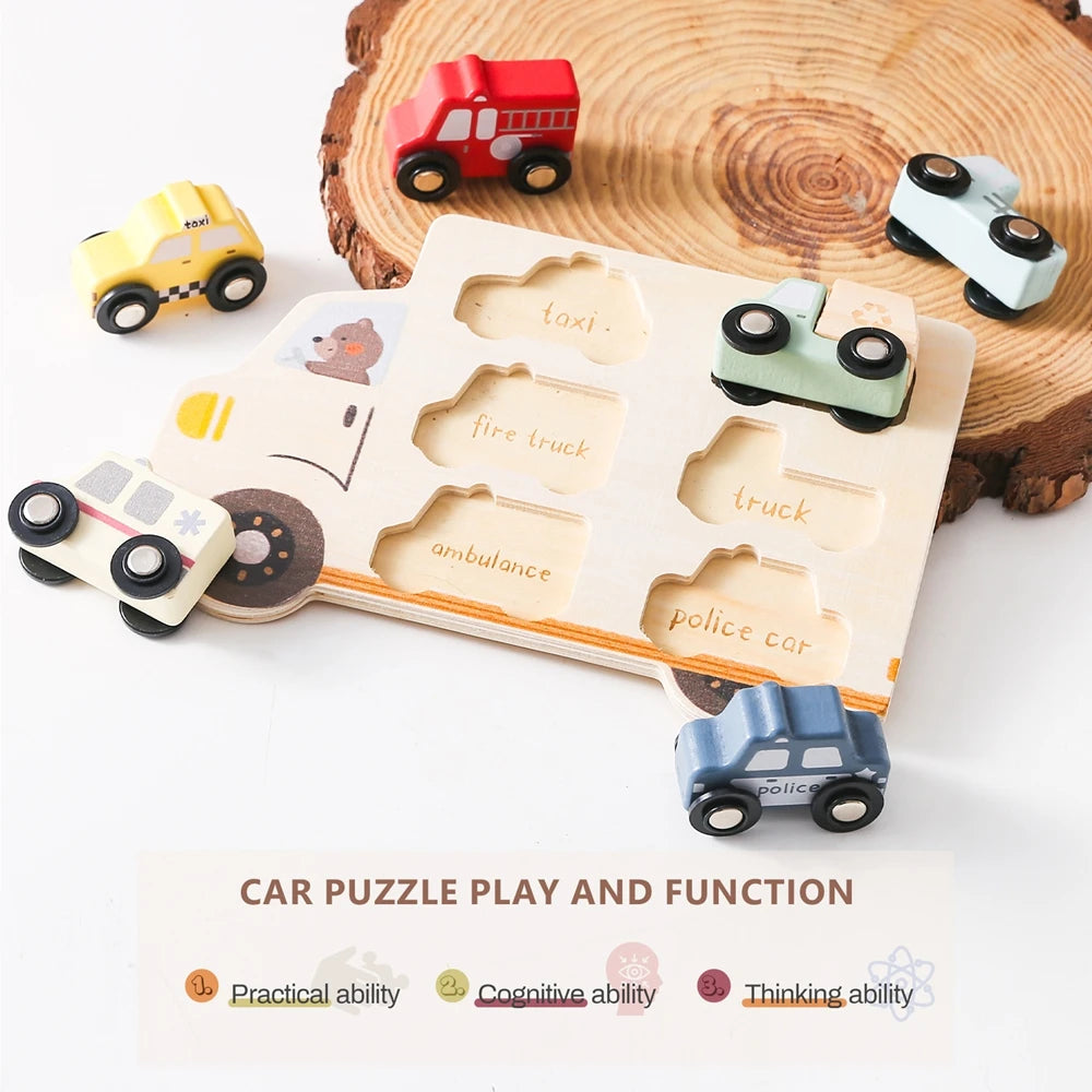 Kids Puzzles Wooden Baby Toys Montessori 3D Puzzle Toys for Babies Educational Toys Puzzle Child 2 Years Cars Match Board Puzzle