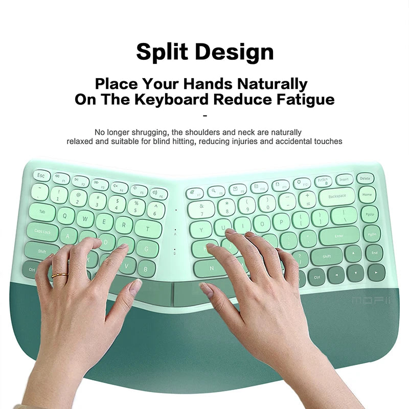 MOFII Ergonomic 2.4G Wireless Split Keyboard mouse Combo with Wrist Rest 1600DPI Wireless Vertical Mouse for PC/Laptop/Desktop