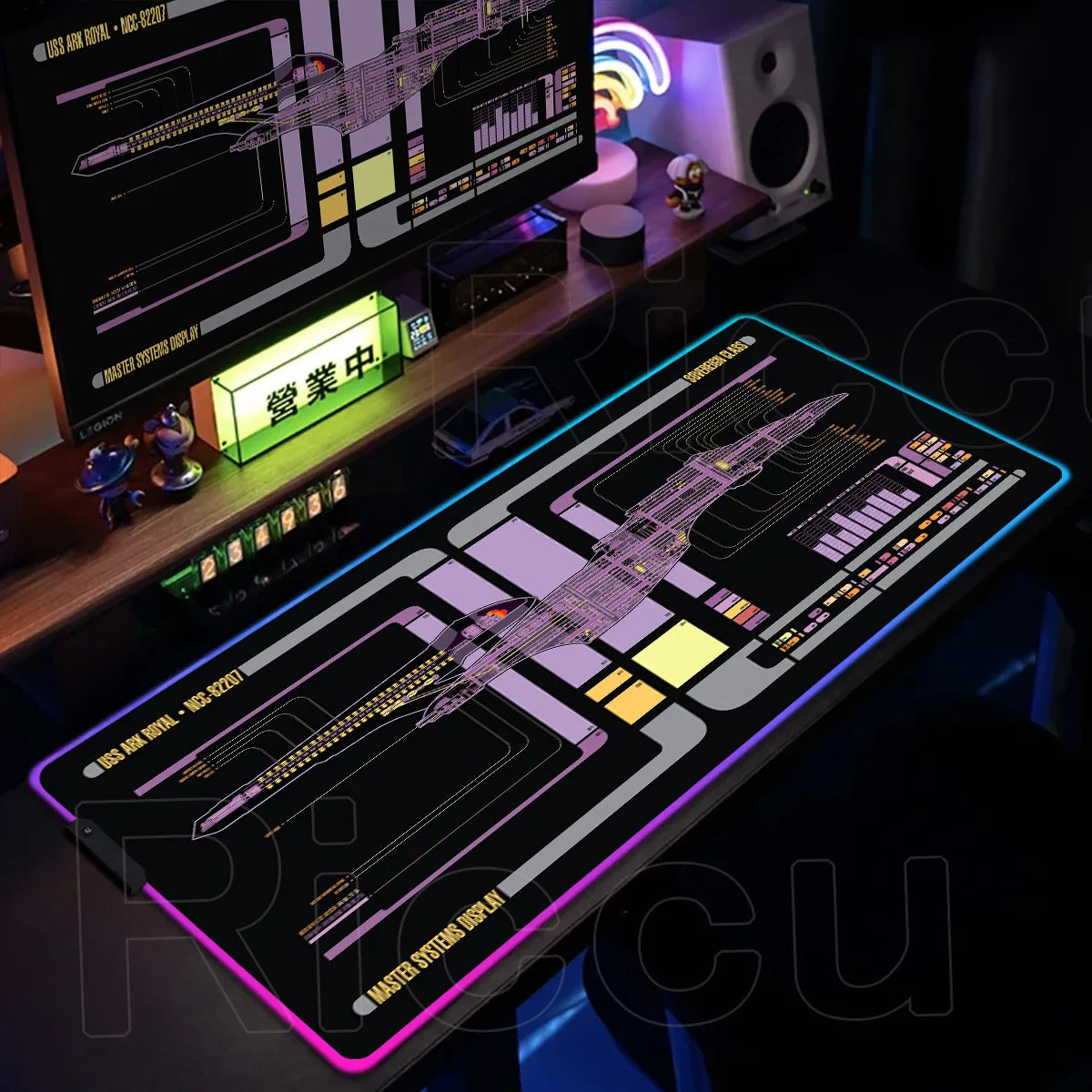 RGB Pc Gamer S-Star Treks Keyboard Expansion Mouse Pad LED Glowing Mat Rubber Backlight Gaming Computer Laptop Home Office Setup