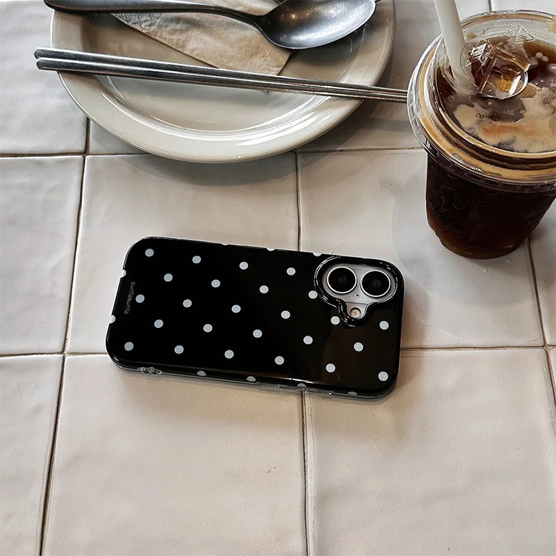 Polka-dot Mobile Phone Case Suitable For Iphone17/16/pro/promax Fashion Mobile Phone Decoration Ins Style Mobile Phone Case