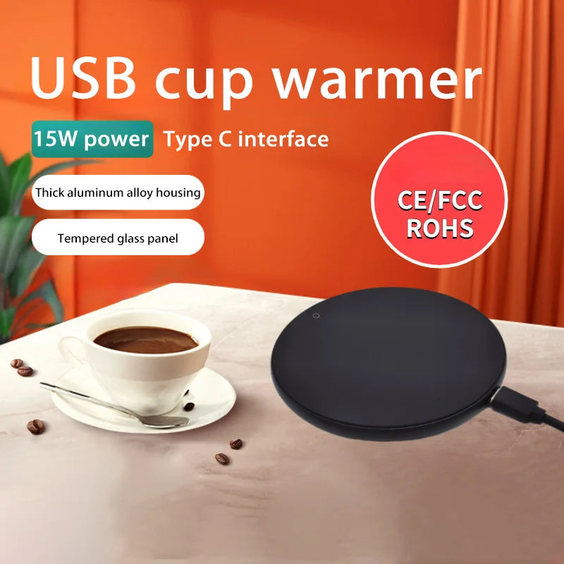 USB Heating Pad Coffee Cup Heater DC 5V Warmer Electic Milk Tea Water Thermostatic Coasters Cup Warmer For Home Office Desk 2024