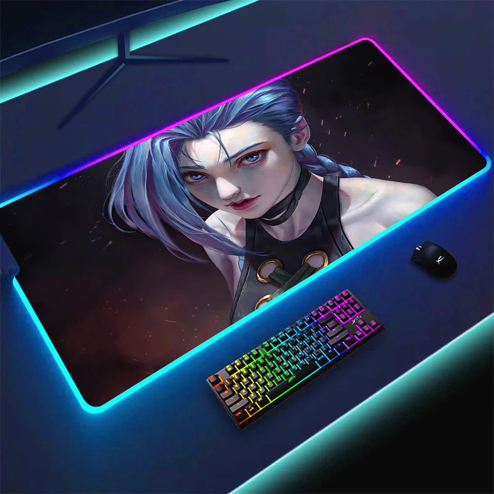 JINX VI RGB Gaming Mouse Pad 900x400mm Anime Arcane Mats League of Legends Gamer Carpet Rug LOL Large Keyboard LED Cool Desk Mat