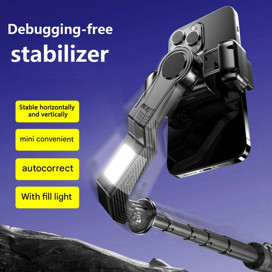 AI anti-shake 3-Axis Gimbal Stabilizer for iPhone Android, Anti-Shake Phone Holder With Tripod for Vlogging Video Recording