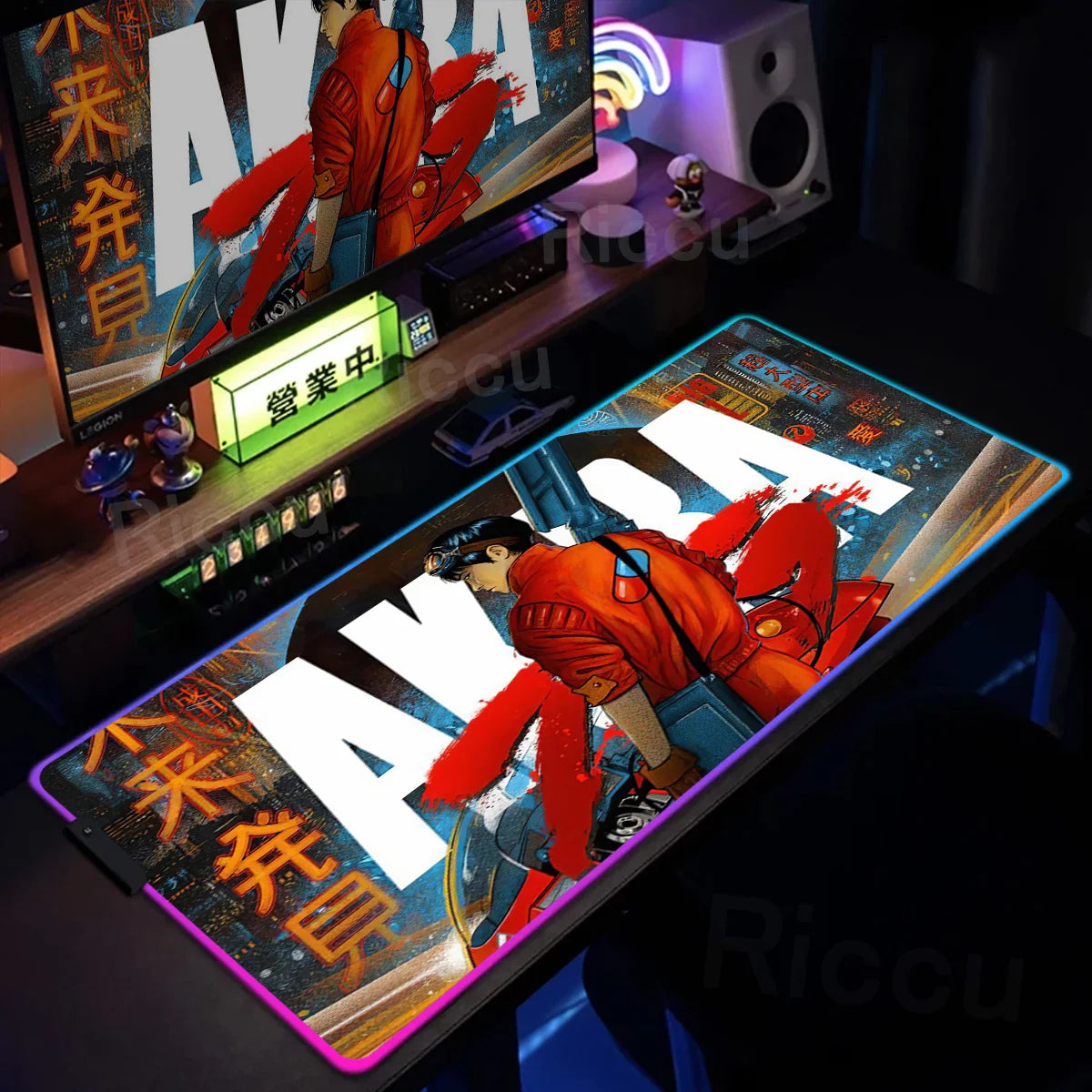 RGB Gaming Mouse Pad Anime AKIRA Keyboard Mousepad Large Computer LED Backlit Deskmat Xxl Gamer Decoracion Lock Edge Thicken Rug