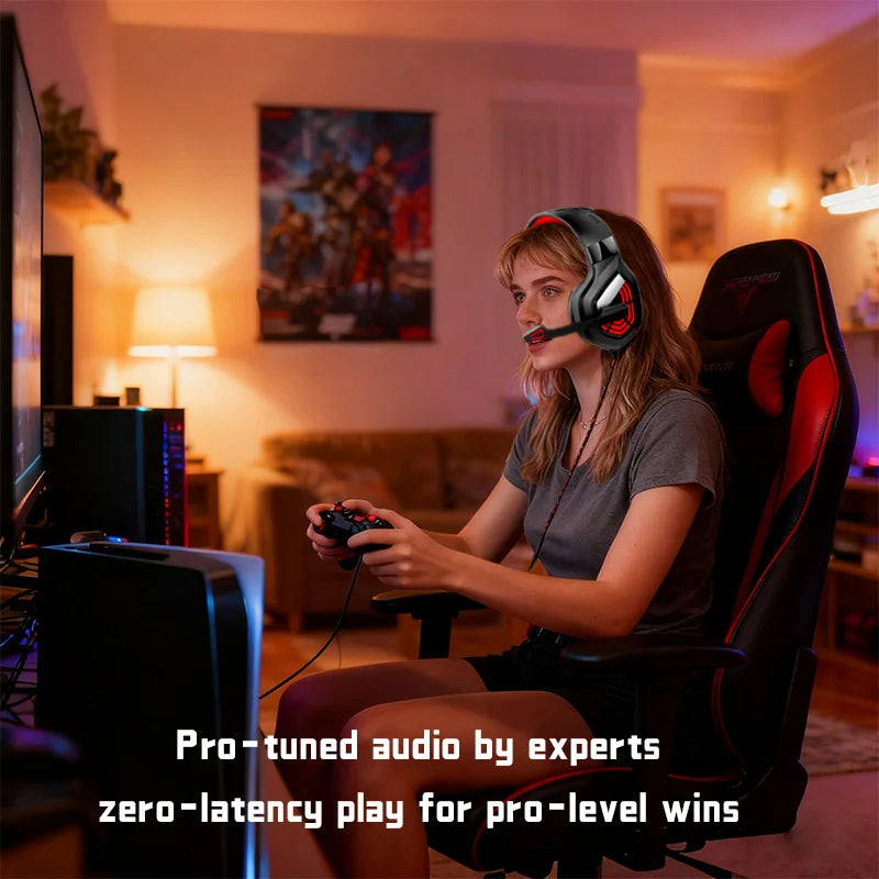 G7 Gaming Headset With Noise-cancelling Mic Surround Sound Wired LED Lights For Gamers  Stereo SVirtual Surround Bass Earphone