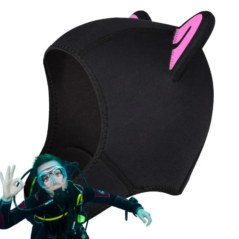 Diving Hats for Men Warm Ergonomic Swim Hat Cat Ears Diving Hat Wear-Resistant Surf Hats for Surfing Snorkeling Water Sports