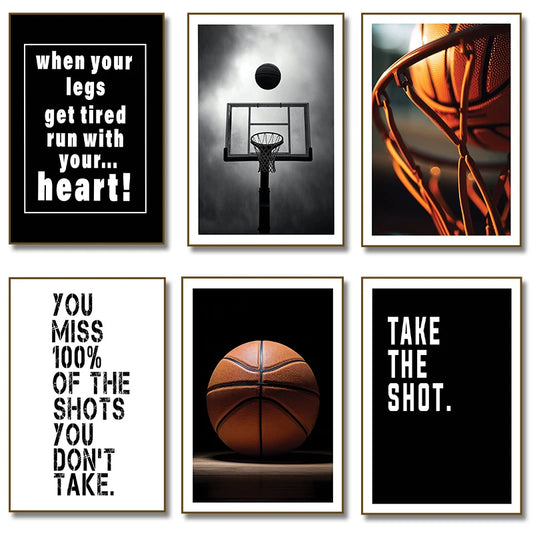 Basketball Dream Inspirational Quotes Canvas Wall Art Painting Poster for Players Fans Living Room Boy Bedroom Home Decor Mural