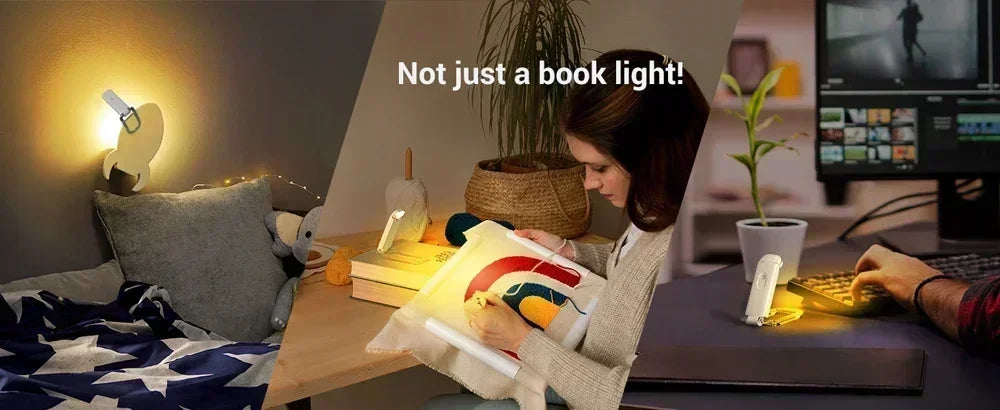 Book Light Brightness Adjustable for Eye-Protection USB Rechargeable LED Clip on Portable Bookmark Light for Reading in Bed Car