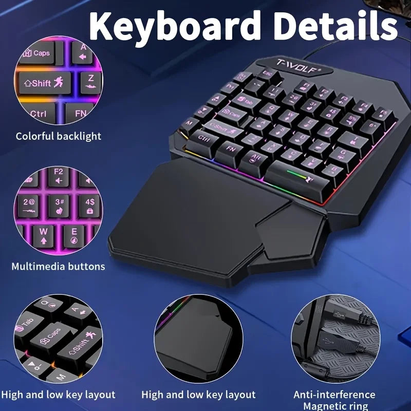 1pc Compact 40% Wired Gaming Keyboard with 7 RGB Dynamic Backlight Modes, Ergonomic for PC/Laptop Gamers Esports Players