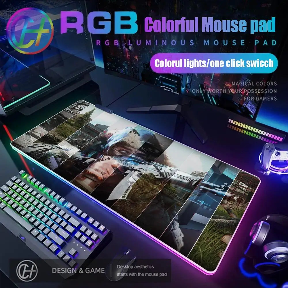 Escape From Tarkov RGB Mouse Pad Computer Gaming Accessories Large Mouse Deskmats MousePads Office Anti-slip Soft Laptop Carpet