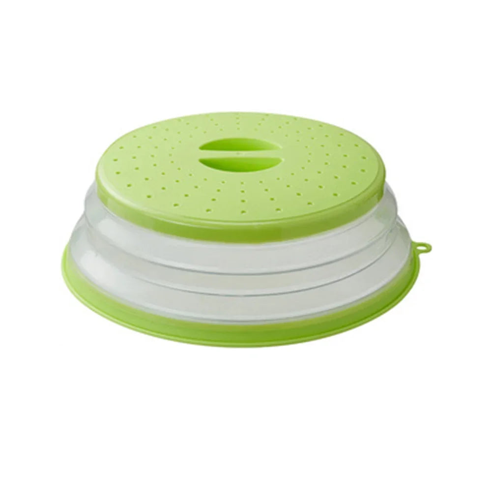 Silicone Microwave Splatter Cover Oil-Proof Splash-Proof Fresh-Keeping Cooking Lid with Hook Heating Folding Kitchen Accessory