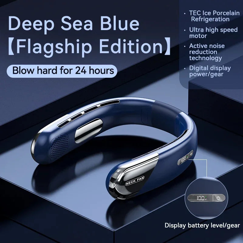 Portable Neck Fans for Outdoors Sports Rechargeable USB Mini Air Conditioner Fan Bladeless Neck-hanging Cooling Fan Air Cooler