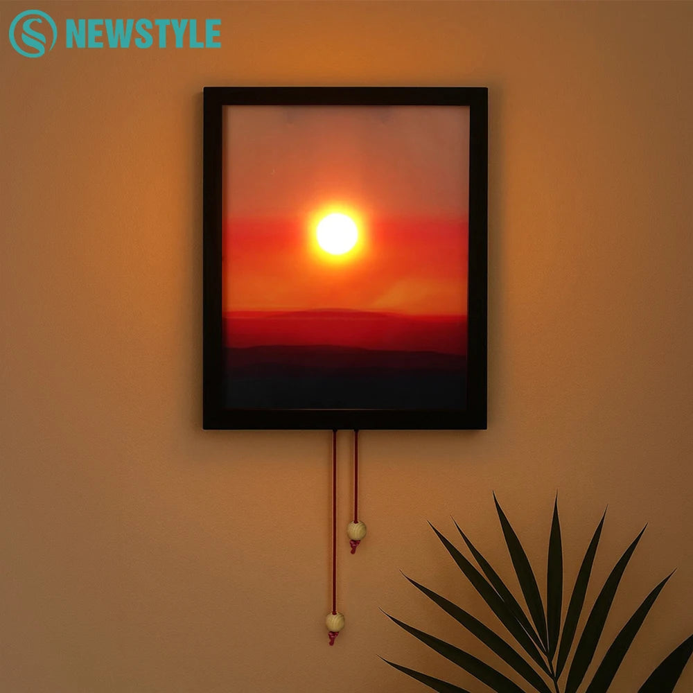 Creative Sunrise and Sunset Night Light 3 Level Brightness Movable Scenery Wall Lamp For Bedroom Living Room Decor