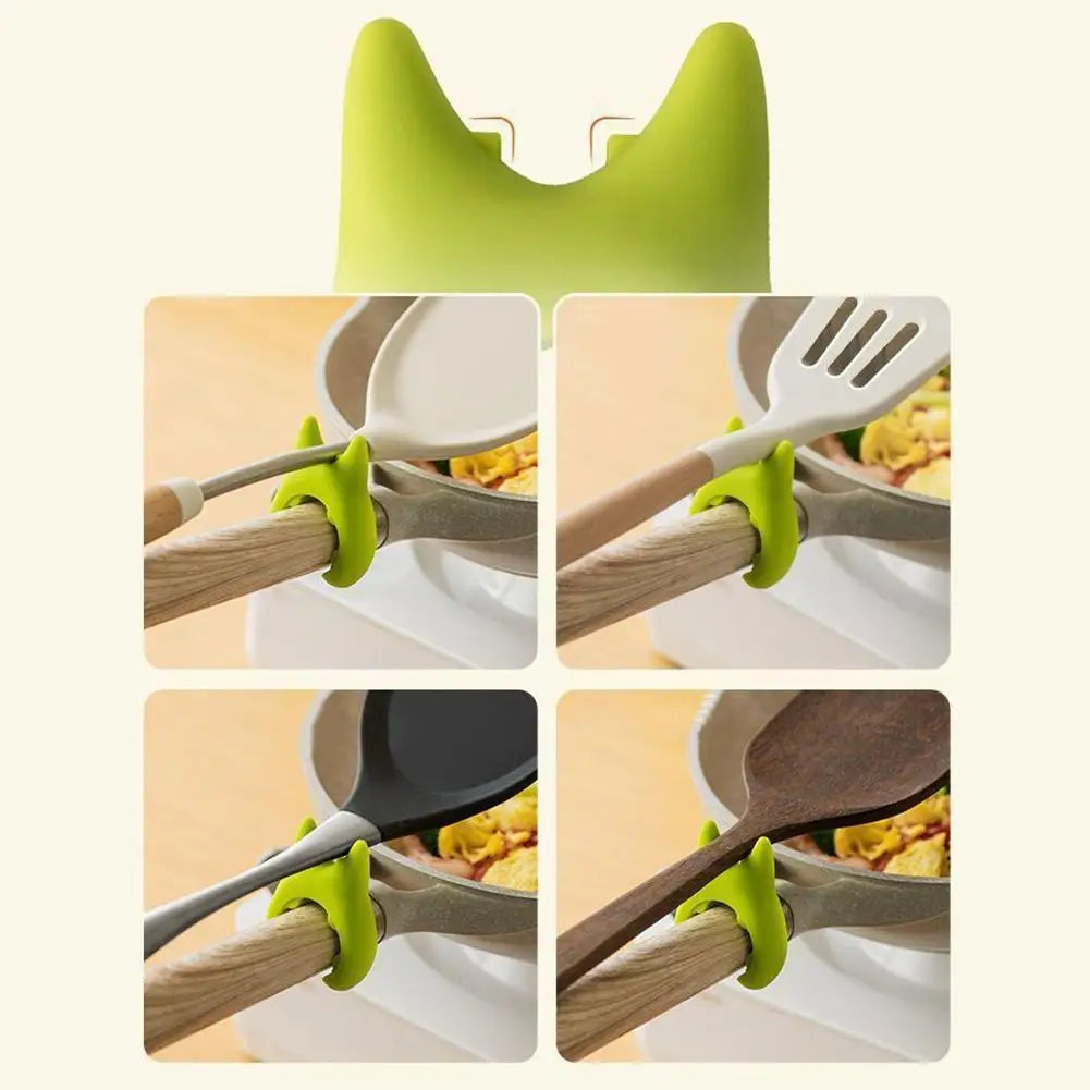 Portable Silicone Anti-overflow Pot Lid Clip Anti-scalding Spoon Holder Support Rack Kitchen Universal Spatula Bracket Clip