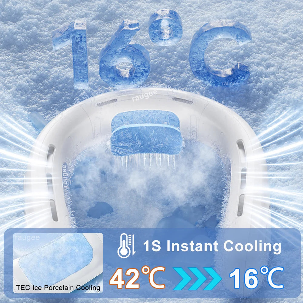 Portable Neck Fan USB Rechargeable Hanging Neck Fan Air Cooler Mini Bladeless Neckband Fan LED Digital Display Electric Fans