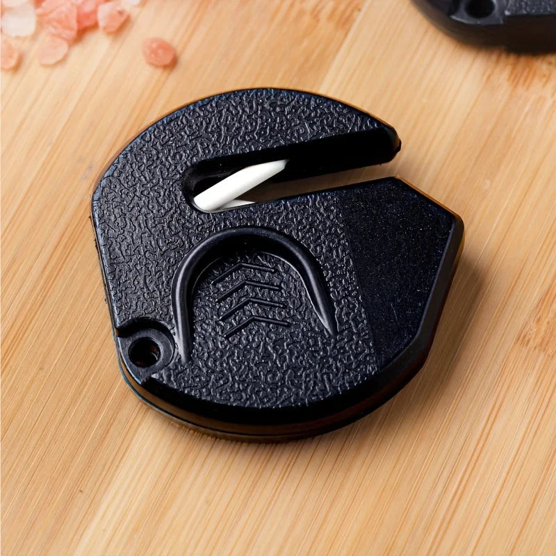 Portable mini sharpener, compact and durable plastic design, suitable for outdoor, camping, and kitchen use