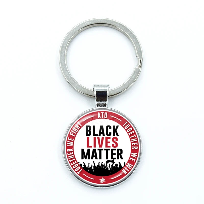 I CAN'T BREATHE George Floyd Keychain American Protest Black Lives Matter Glass KeyRing Bag Car Key Chain Holder Charms Jewelry