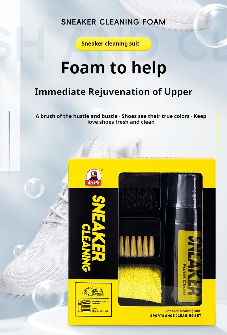 Shoes Cleaner Suit Foam Dry Cleaning 150ML Water-Free Foam Sneakers Cleaner Shoe Brush Shoe Cloth Work on White Shoe Suede Boot