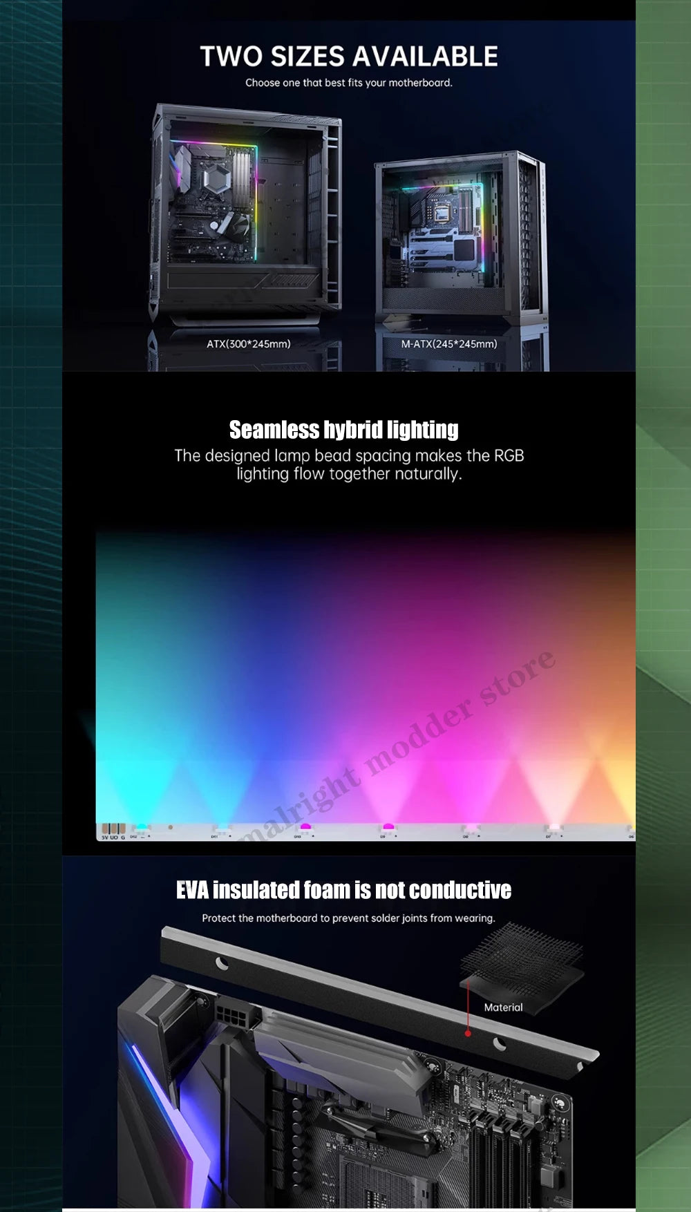 RGB Backplane Panel For Computer Motherboard Lighting, MB IO Decoration Luminous Atmosphere, 5V ARGB AURA, ATX / MATX
